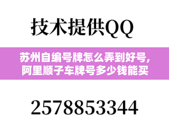 苏州自编号牌怎么弄到好号,阿里顺子车牌号多少钱能买