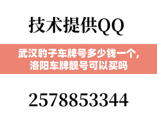 武汉豹子车牌号多少钱一个,洛阳车牌靓号可以买吗
