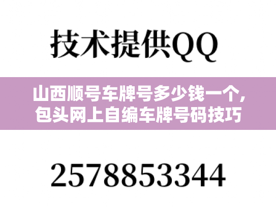 山西顺号车牌号多少钱一个,包头网上自编车牌号码技巧