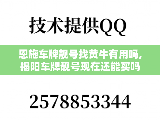 恩施车牌靓号找黄牛有用吗,揭阳车牌靓号现在还能买吗