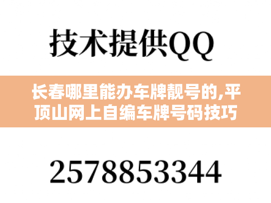 长春哪里能办车牌靓号的,平顶山网上自编车牌号码技巧-第1张图片-七号汽车选号