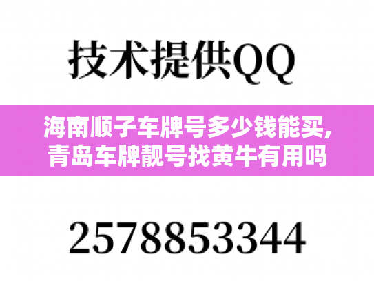 海南顺子车牌号多少钱能买,青岛车牌靓号找黄牛有用吗