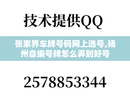 张家界车牌号码网上选号,扬州自编号牌怎么弄到好号