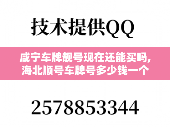 咸宁车牌靓号现在还能买吗,海北顺号车牌号多少钱一个