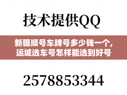 新疆顺号车牌号多少钱一个,运城选车号怎样能选到好号
