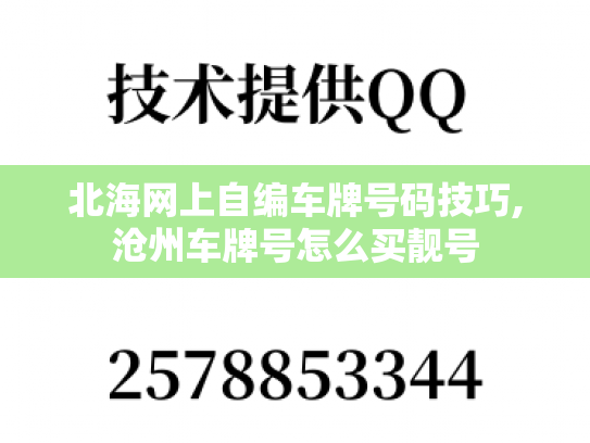 北海网上自编车牌号码技巧,沧州车牌号怎么买靓号