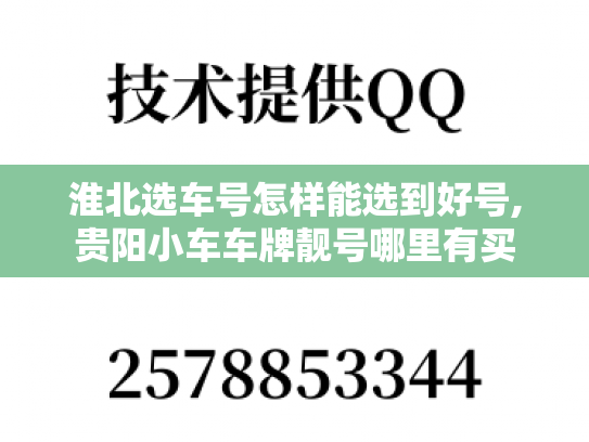 淮北选车号怎样能选到好号,贵阳小车车牌靓号哪里有买