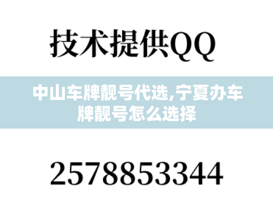 中山车牌靓号代选,宁夏办车牌靓号怎么选择