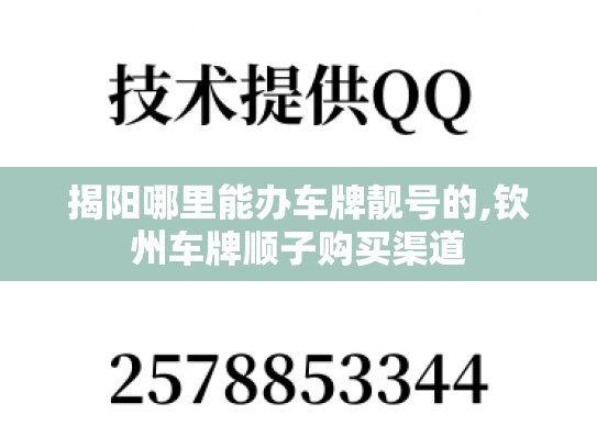 揭阳哪里能办车牌靓号的,钦州车牌顺子购买渠道