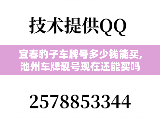 宜春豹子车牌号多少钱能买,池州车牌靓号现在还能买吗