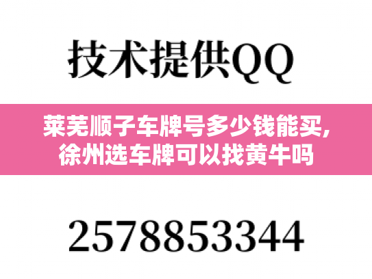 莱芜顺子车牌号多少钱能买,徐州选车牌可以找黄牛吗