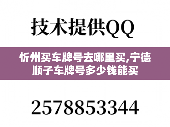 忻州买车牌号去哪里买,宁德顺子车牌号多少钱能买