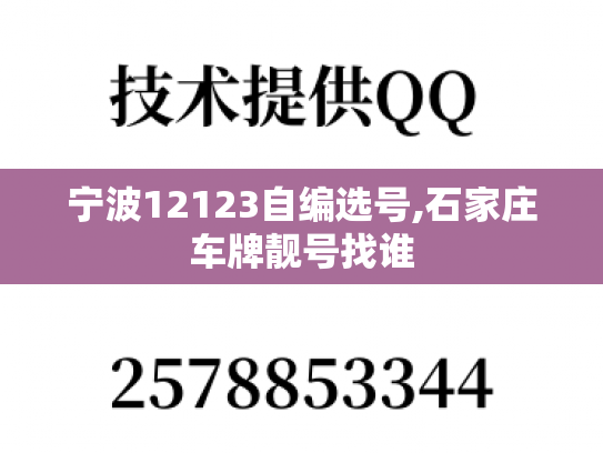 宁波12123自编选号,石家庄车牌靓号找谁