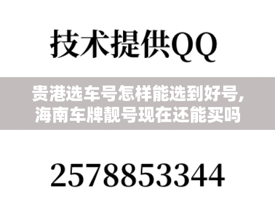 贵港选车号怎样能选到好号,海南车牌靓号现在还能买吗