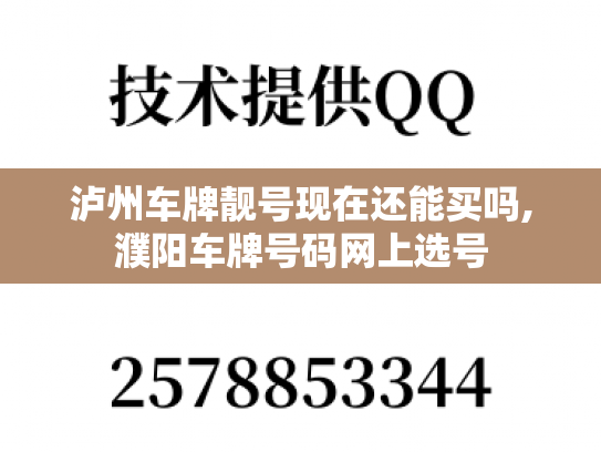 泸州车牌靓号现在还能买吗,濮阳车牌号码网上选号