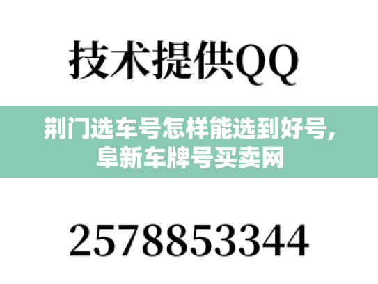 荆门选车号怎样能选到好号,阜新车牌号买卖网