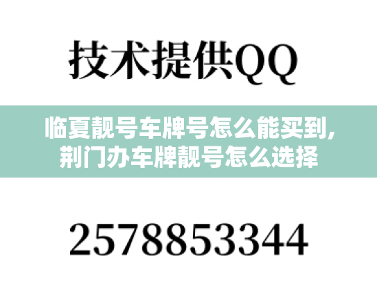 临夏靓号车牌号怎么能买到,荆门办车牌靓号怎么选择