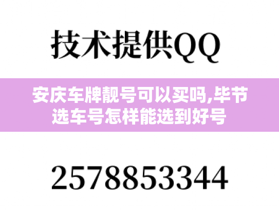 安庆车牌靓号可以买吗,毕节选车号怎样能选到好号