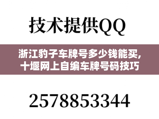 浙江豹子车牌号多少钱能买,十堰网上自编车牌号码技巧