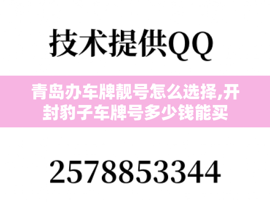 青岛办车牌靓号怎么选择,开封豹子车牌号多少钱能买