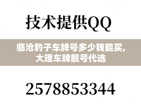临沧豹子车牌号多少钱能买,大理车牌靓号代选