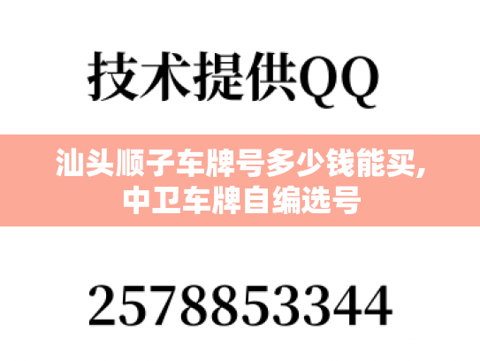 汕头顺子车牌号多少钱能买,中卫车牌自编选号