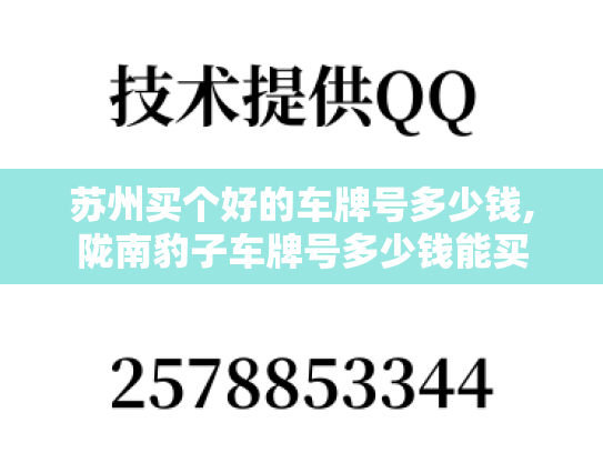 苏州买个好的车牌号多少钱,陇南豹子车牌号多少钱能买
