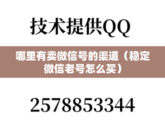 哪里有卖微信号的渠道（稳定微信老号怎么买）