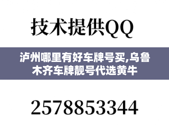 泸州哪里有好车牌号买,乌鲁木齐车牌靓号代选黄牛-第1张图片-七号汽车选号