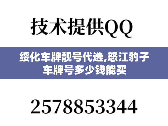绥化车牌靓号代选,怒江豹子车牌号多少钱能买-第1张图片-七号汽车选号