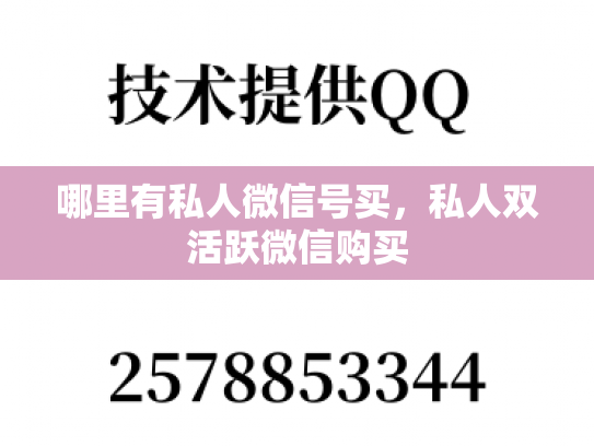 哪里有私人微信号买，私人双活跃微信购买