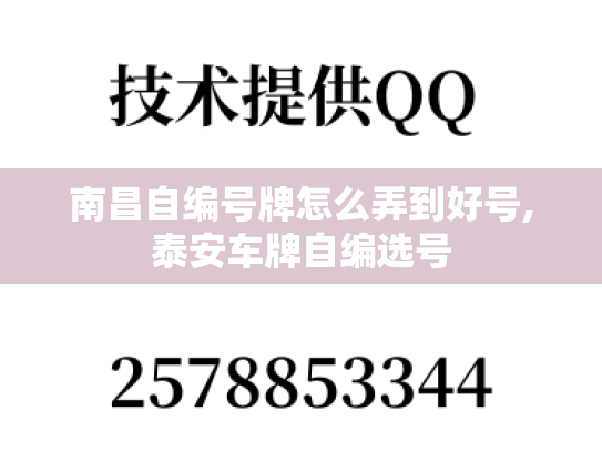 南昌自编号牌怎么弄到好号,泰安车牌自编选号