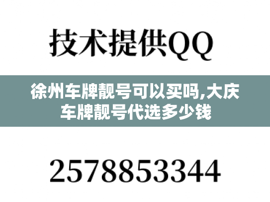 徐州车牌靓号可以买吗,大庆车牌靓号代选多少钱