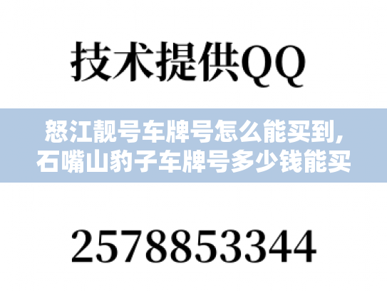 怒江靓号车牌号怎么能买到,石嘴山豹子车牌号多少钱能买