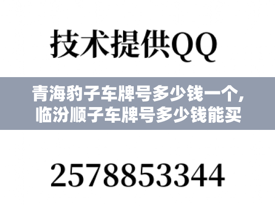 青海豹子车牌号多少钱一个,临汾顺子车牌号多少钱能买-第1张图片-七号汽车选号