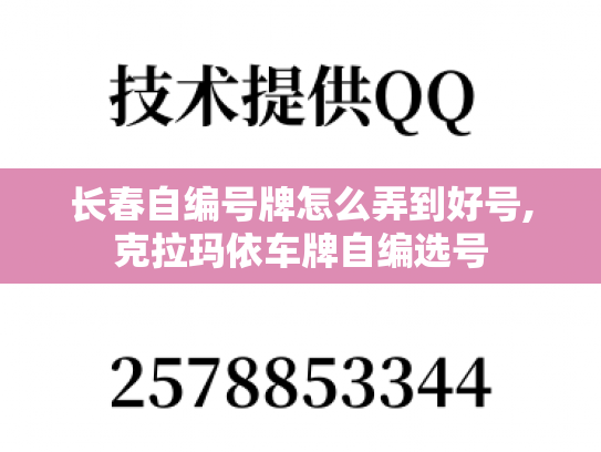 长春自编号牌怎么弄到好号,克拉玛依车牌自编选号