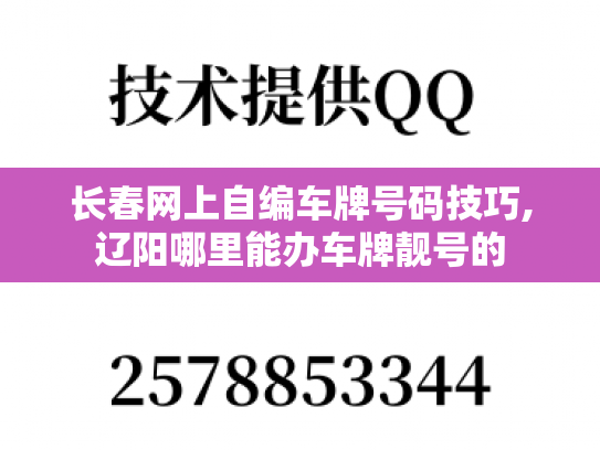 长春网上自编车牌号码技巧,辽阳哪里能办车牌靓号的