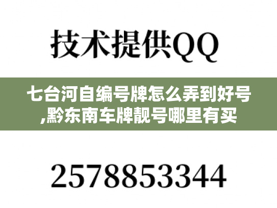 七台河自编号牌怎么弄到好号,黔东南车牌靓号哪里有买