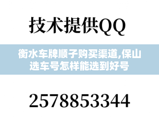 衡水车牌顺子购买渠道,保山选车号怎样能选到好号