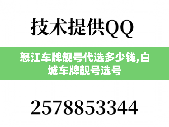 怒江车牌靓号代选多少钱,白城车牌靓号选号