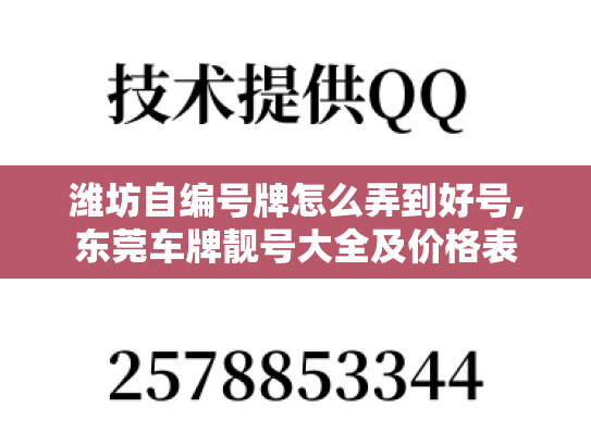 潍坊自编号牌怎么弄到好号,东莞车牌靓号大全及价格表
