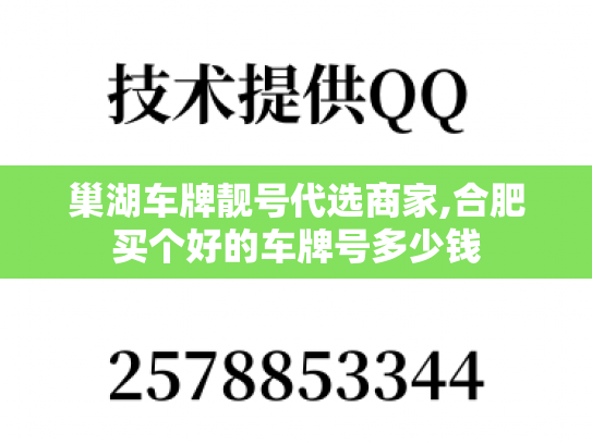 巢湖车牌靓号代选商家,合肥买个好的车牌号多少钱-第1张图片-七号汽车选号