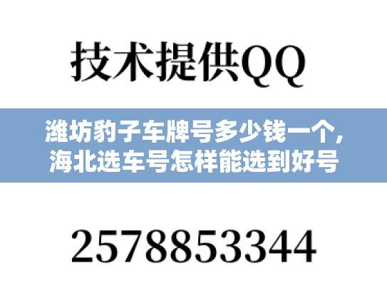 潍坊豹子车牌号多少钱一个,海北选车号怎样能选到好号-第1张图片-七号汽车选号