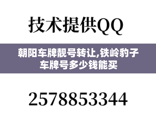 朝阳车牌靓号转让,铁岭豹子车牌号多少钱能买-第1张图片-七号汽车选号