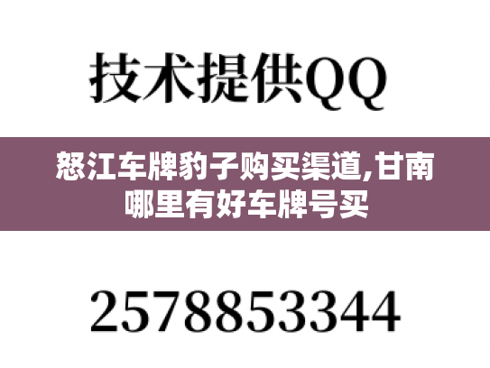 怒江车牌豹子购买渠道,甘南哪里有好车牌号买-第1张图片-七号汽车选号
