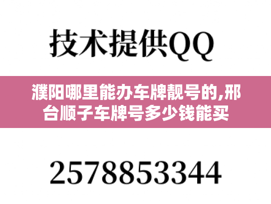 濮阳哪里能办车牌靓号的,邢台顺子车牌号多少钱能买