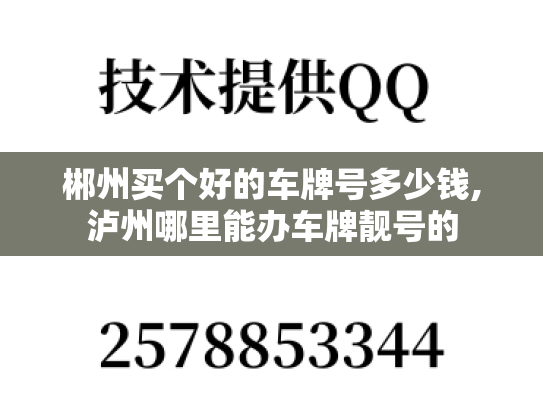 郴州买个好的车牌号多少钱,泸州哪里能办车牌靓号的